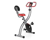 Ultrasport F-Bike Curved Heimtrainer Fahrrad Klappbar I Hometrainer Fahrrad Klappbar mit Komfort-Sattel I Ergometer Heimtrainer, Fitnessbikes, Schwarz-Rot