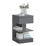 SoBuy FBT49-HG Beistelltisch Nachttisch Nachtschrank Kommode mit 1 Schublade und 3 Ablagen Grau BHT ca: 39x65x39cm