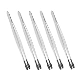 DRESSOOS 5 Stück Stempelclip, Briefmarken Sammelpinzette, Bastelpinzette, Edelstahlpinzette, Applikatorwerkzeug Für Falsche Wimpern, Pinzette Für Stempel, Metallpinzette, Briefmarken