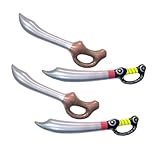 Happyyami 4 Stück Aufblasbares Piratenmesser Aufblasbares Schwerter Piraten-kit Aufblasbares Piratenschwert Zubehör Schaumstoffschwert Piratenbandana Party Schlag Silver PVC