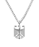 d'origine Deutschland Adler Kette Herren – Bundesadler Wappen mit Panzerkette (Miami Cuban) in Silber (Edelstahl)