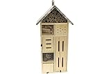 Eifa 50 cm Insektenhotel Turm XXL Natur/Metall-Dach Nistkasten Insektenhaus aus Holz für Bienen, Schmetterlinge, Käfer & andere Tiere