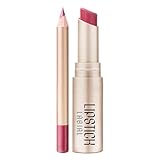 Lipliner mit Antihaftbeschichtung, Lippenstift-Set, 12 Farben, neutraler Lipgloss (F), Einheitsgröße