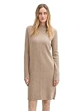 TOM TAILOR Damen Strickkleid mit kurzem Stehkragen, 14854 - Blush Grey Melange, 40