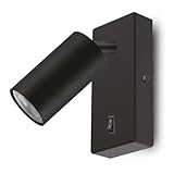 Maclean MCE369 Wandleuchte GU10 mit Schalter Max. 40W | drehbarer Spot | modernes Design für Wohnzimmer Schlafzimmer und Flur | 55x100 mm (Schwarz, Ohne Leuchtmittel)