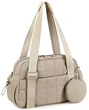 Mini Sporttasche für Damen – Kleine gepolsterte Turnbeutel mit Nassfach & Münztasche, Quilted Gym Bag als Yoga-Tasche, Workout-Tasche oder Tanz-Tasche (Camel)