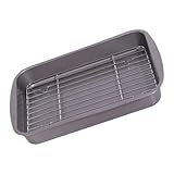 UKCOCO Ofenblech mit Rost Braten rechteckig Tabletts Backformen für den Ofen Mini Nudelplatten Bratfischtablett Bratblech mit Rost Fischbräter Backplatte Eisen Light Grey