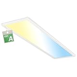 BRILONER - LED Deckenleuchte Effizienzklasse A, ca. 50.000h Licht, 12,6W, 2860lm, Fernbedienung, dimmbar, warmweiß bis kaltweiß, LED Lampe, LED Panel, Wohnzimmerlampe, Deckenlampe, 100x25x6 cm, Weiß