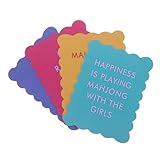 CORHAD 4 Stück Mahjong Mischkarten 4 Stück PVC Bunt mit Gewelltem Rand und Humorvollen Sprüchen Mahjong Zubehör zum Einfachen Steine Mischen für Spieler und Gesellige Runden