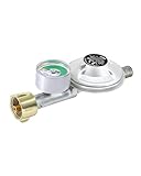 CFH Gasdruckregler mit Manometer DRF 428 – Druckminderer für 5 kg und 11 kg Propan-Gasflaschen mit KLF-Anschluss (G.12), 50 mbar Ausgangsdruck, gemäß EN 16129