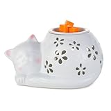 Staymoment Katzendeko Elektrische Duftlampe für Wachs: Katze Deko Keramik Duftlampen Elektrisch Lustige Geschenke für Katzenliebhaber Wachslampe Geschenk Frauen Freundin Mama