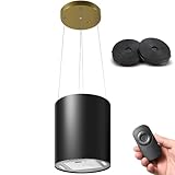 SNDOAS Inselhaube, Dunstabzugshaube Umluft 35cm mit 700 m³/h Starker Saugleistung, inkl. Aktivkohlefilter, Fernkontrolle, 3 Leistungsstufen, LED-Licht, Leise Betriebsgeräusche 55dB, Schwarz