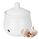 Knoblauch Aufbewahrung Vorratsgläser: Knoblauchtopf aus Keramik mit Deckel und Belüftungslöchern, Atmungsaktiv Knoblauchbehälter, Zwiebel Lagerung Behälter, für Paprika Zwiebel Knoblauch Ingwer