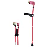 Verstellbare faltbare Unterarmgehstützen für Reisen, leicht, Aluminium, Gehkrücken (Rosa)