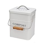 ayacatz Metall komposteimer mit Deckel Küche biomülleimer Arbeitsplatte und Unterschrank Mini komposter, 6L biomülleimer küche klein, Behälter Compost Bin mit Kohlefilter -(Weiß)
