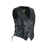 Leatherick Damen Braided motorradfahrer stil Leder weste schwarz - L (12)
