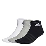 adidas Unisex Thin and Light Ankle Socks 3 Pairs, Medium Grey Heather / White / Black, 46 - 48 EU