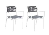 LC Garden Vona Stapelstuhl 52,5x60x80cm weiß/blau Gartenstuhl Bistrostuhl (Anthrazit, 2er Set)