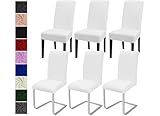 Stuhlhussen 6er Set Stuhlbezüge Moderne Stretch Stuhlhussen Universal Husse Abnehmbare Stuhlbezug Waschbarer Abdeckung Esszimmer Dekoration Spannbezug,für Hotel und Hochzeit Partys(6er Set, Weiß)-C
