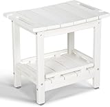 NALONE Duschhocker, HDPE Badhocker modern Design 2-Tier badezimmerhocker mit rutschfesten Fußpolstern, hölzerner Spa Duschhocker für Innendusche, ergonomischer und wasserdichter