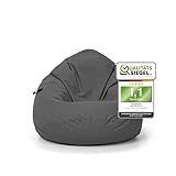 Nadimaideal Sitzsack Tropfenform Kastanie | Bodenkissen für Kinder & Erwachsene | Indoor & Outdoor | Gaming Sitzsack - Sitzkissen - Beanbag | Füllung EPS Perlen (Anthrazit, XL-Durchmesser 77 cm)