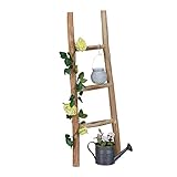 Relaxdays Dekoleiter, 90 cm hoch, Holzleiter Garten, 3 Sprossen, Kastanie, Handarbeit, Handtuch- & Kleiderleiter, Natur