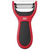 Silit 2in1 Sparschäler 14 cm, Gemüseschäler mit Julienne-Schneider, Edelstahl mattiert, Kunststoff, spülmaschinengeeignet, platzsparend