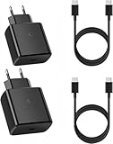 2 Pack USB C Ladegerät, 45W Schnellladegerät & 1.5M Ladekabel USB C PPS-Schnellladen Netzteil für Samsung Galaxy S24 Ultra/S24/S23+/S23/S22/Note20, Fast Charger Stecker Adapter für iPhone 16/15