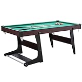 ZLLPIGLS Billardtische, Tragbarer Klappbarer Billard Tisch mit Vollständigem Billard-Set, Einfache Aufbewahrung für Spielzimmer, Keller und Familienspaß(Red,157x81x79cm/61.8x31.8x31.1in)