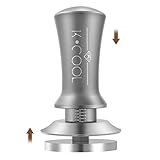 K COOL 51 mm Kaffee-Espresso-Stampfer, Premium-Barista-Werkzeuge, kalibrierter Federstampfer, 100% Edelstahl, Flachboden-Tamper mit Skalenmarkierung für Espressomaschine (Silber)