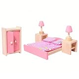 Quintrost Puppenhaus Möbel Set Holz Miniatur Möbel Set Puppenhaus Zubehör Puppenhausmöbel Mini Puppenhaus Möbel für Jungen, Mädchen und Kleinkinder Wooden Dollhouse Furniture Set