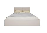 4ALL HOME Polsterbett Maka 140/160/180x200 cm mit Bettkasten und Lattenrost – Designerbett – Komfortbett mit Stauraum – Mettalrahmen mit Gasdruckfedern – Gepolstertes Bett (Velo 622 Beige, 160x200cm)
