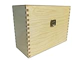 MEMO: Karteikarten Box A5 aus Holz - Hochwertiger Karteikasten für Schulsachen, Schreibwaren, Moderationskarten, Lernkarten - Büro Gadgets Karteikartenbox - Quer und UV-Lackiert