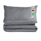 Komfortec Premium Bettwäsche 135x200 mit 1 Kissenbezug 40x80 cm Set aus Gebürstetes Mikrofaser - Grau