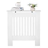 LEADZM Heizkörperverkleidung Heizkörper Abdeckung Heizkörperabdeckung Heizkörper Radiator Abdeckung Einstellbar MDF Weiß (78 x 19 x 81.5 cm)