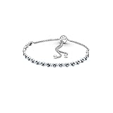 PANDORA blaues und klares funkelndes Verstellbares Armband, Mondlicht-Blau, Silber, Größenverstellbar, Zirkonia, Größe 23, 599377C01-1