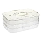 TOLIDA 3 Layer Lebensmittelbehäler,Muffinbehälter aus Kunststoff,BPA-frei,mit Griff und Verschlüsse Frischhaltedose für Knödel,Kekse,Snack,Süßspeisen,Transportbox für Picknick,Party,Messen (Weiß)