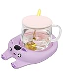 Tassenwärmer Kaffeewärmer für den Schreibtisch automatische Abschaltung, intelligenter Kerzenwärmer mit 3 Temperatureinstellungen, elektrischer Getränkewärmer für Kaffee, Kakao, Tee (Lila)