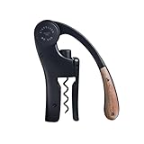 L’ATELIER DU VIN – Oeno Motion Wood & Black – Vertikaler Hebelkorkenzieher - Mattes Metall und massives Walnussholz - Farbe Schwarz