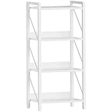 HOOBRO Bücherregal, Standregal, Leiterregal, freistehendes schmales Regal, Büroregal 3 Ebenen, offene Ablagen, für Wohnzimmer, Schlafzimmer, Büro, Küche, Weiß EWW40SJ01