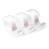 Amazon Basics Klebeband mit matter Oberfläche und Abroller, unsichtbares Klebeband, 3/4 Zoll x 300 Zoll (8,33 Yards), 3er-Pack, transparent