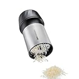 GEFU Parmesanreibe mit 2 Diamond Laser Cut Reibscheiben - Fein- und Flockenhobel für Hartkäse, Schokolade & Nüsse - Edelstahl-Reibe mit Aromakappe & Abstreifer, 16,1 cm