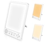 Tageslichtlampe, Daylight Lamp 10000 Lux Lichttherapielampe dimmbar mit 3 Farbtemperaturen 5 Helligkeitsstufen und 6 Timer UV-freie LED Light Therapy Lamp mit Touch Control und faltbarem Ständer