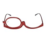 Make Up Schminkbrille mit klappbaren Brillenglas,Lesebrillen Damen Schminkbrille,Make up Brille,Schminkbrille Make up Brille Lesebrille Presbyopie Brille Sehhilfe,Makeup Lesebrille,+2,0,Rot