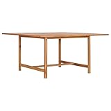 WKIEQACO Gartentisch, 150 x 150 x 76 cm, massives Teakholz, Outdoor-Tische