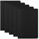 ZCZN Notizbuch A5 liniert, 5 Stück schwarze Kraft Cover Notizheft mit 30 Blatt, Heft für Büro und Schule