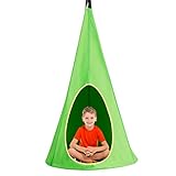 COSTWAY Hängezelt Hängehöhle Hängesessel Kinderhängesitz 115 Tragkraft, Kinder Fly Schaukel 80x80x148cm (Grün)