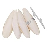 Bohoman 4 Stück Sepiaschalen Papageien Kauspielzeug Vögel Kauen Spielzeug mit 2 Stück Metallhalter Tintenfische Sepia Knochen für Papageien Vögel Reptilien Schildkröten Schnecken,12-14cm