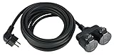 Electraline 55093 Baustellen Verlängerungskabel 5M, Kabel H07RN-F3G1.5 mit 2-Fach Gummi-Kupplung IP44 für den Außenbereich, Schwartz