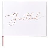 TRULIVA Rotgoldenes Hochzeitsgästebuch, Schild im Buch für Hochzeitsempfang, 22,9 x 17,8 cm, Hardcover (unliniert, Gästebuch)